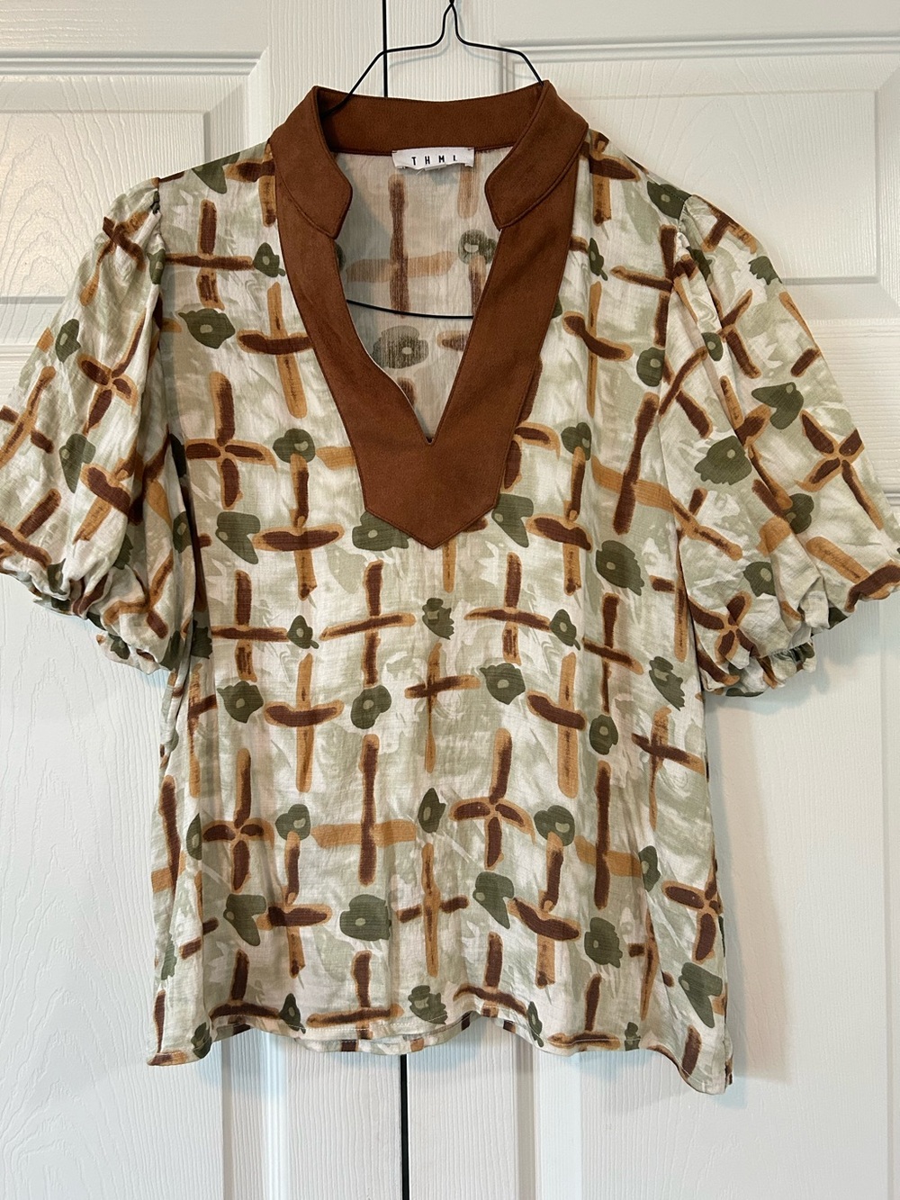 THML top with faux suede trim